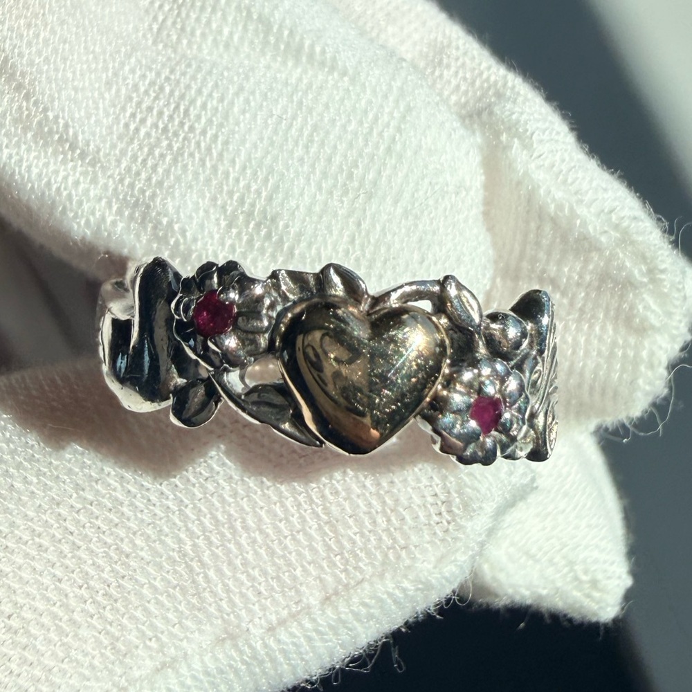 Artcarved brand vintage rare 14k, Ruby, SS and Gold Heart Ring size 6 - Picture 14 of 15